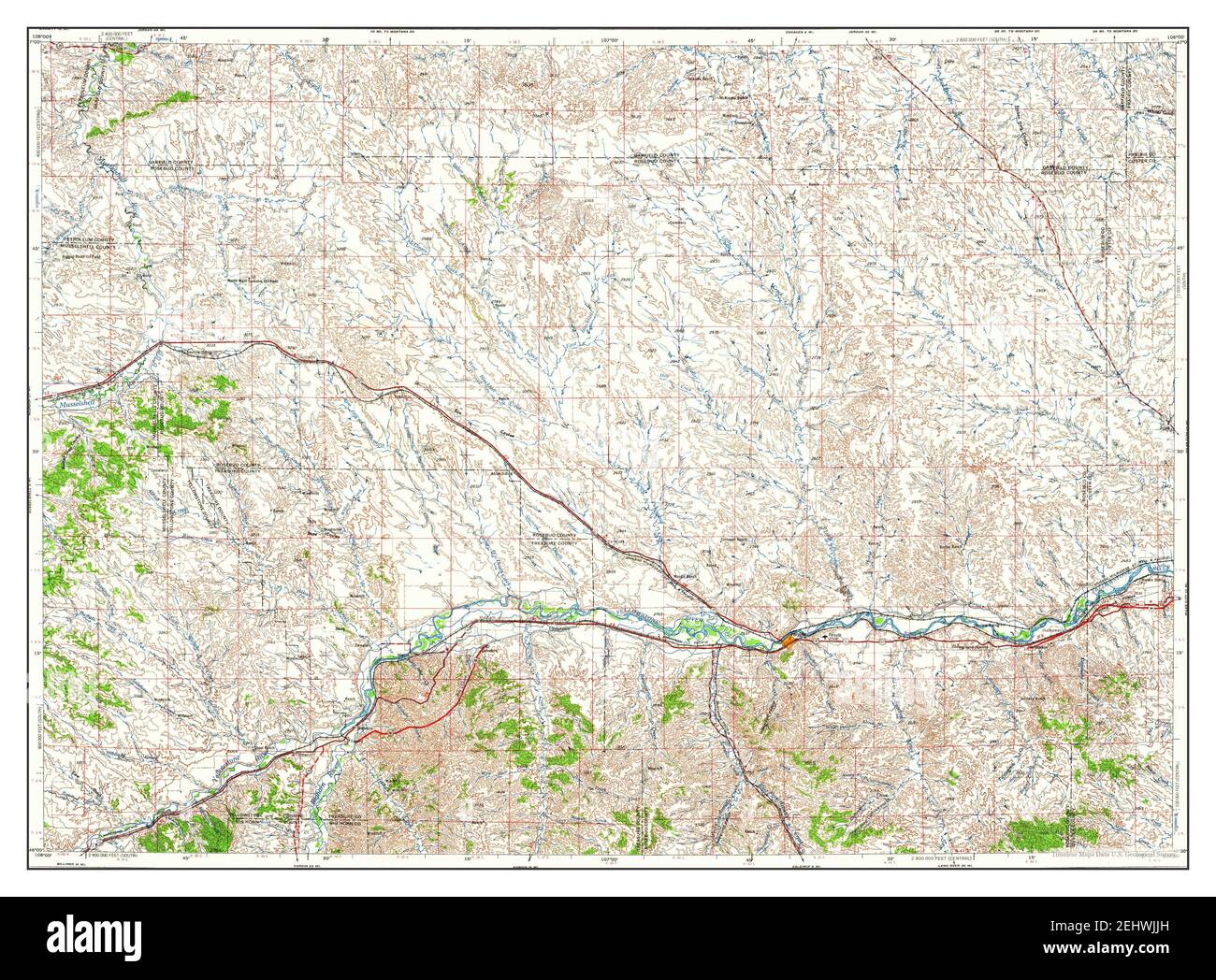 Forsyth, Montana, map 1954, 1250000, United States of America by Timeless Maps, data U.S