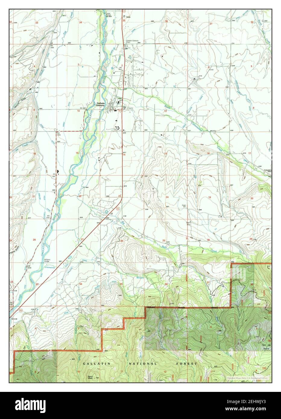 Gallatin Gateway, Montana, map 2000, 124000, United States of America