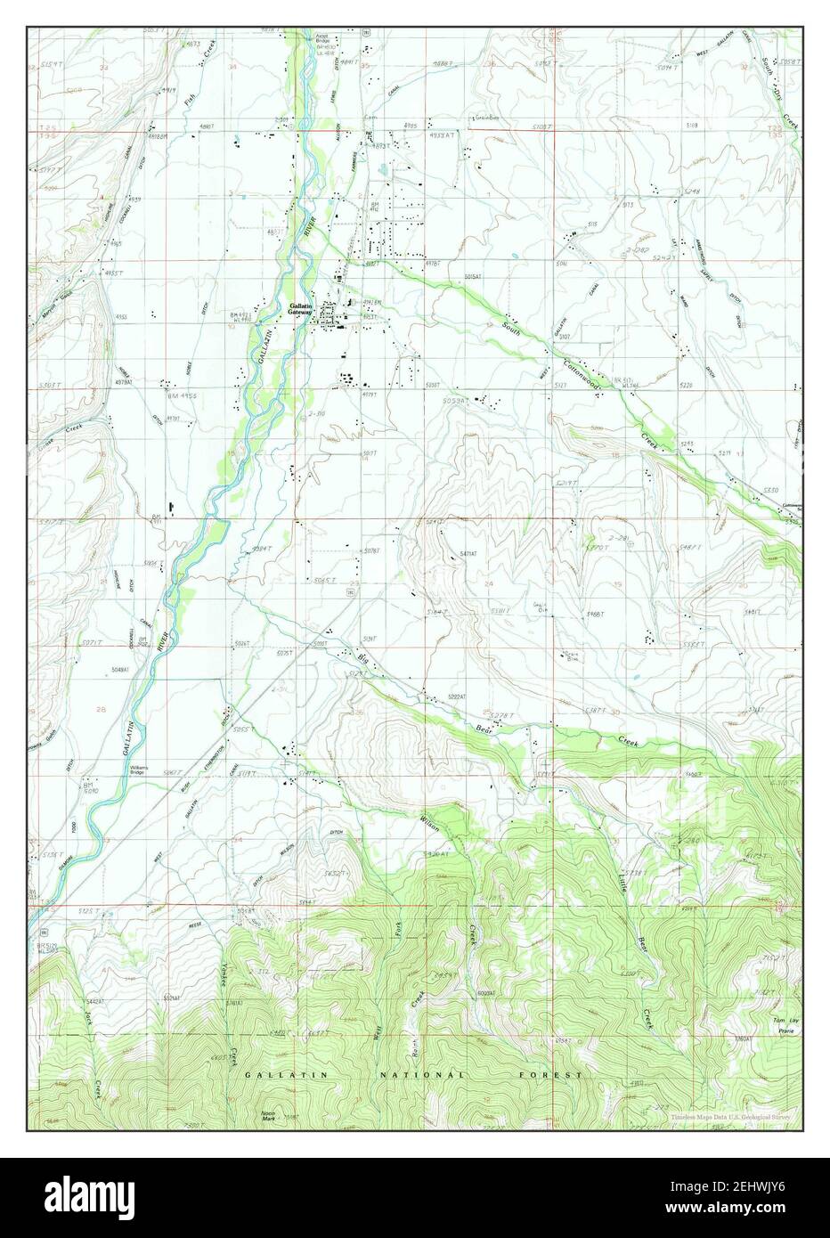 Gallatin Gateway, Montana, map 1987, 124000, United States of America