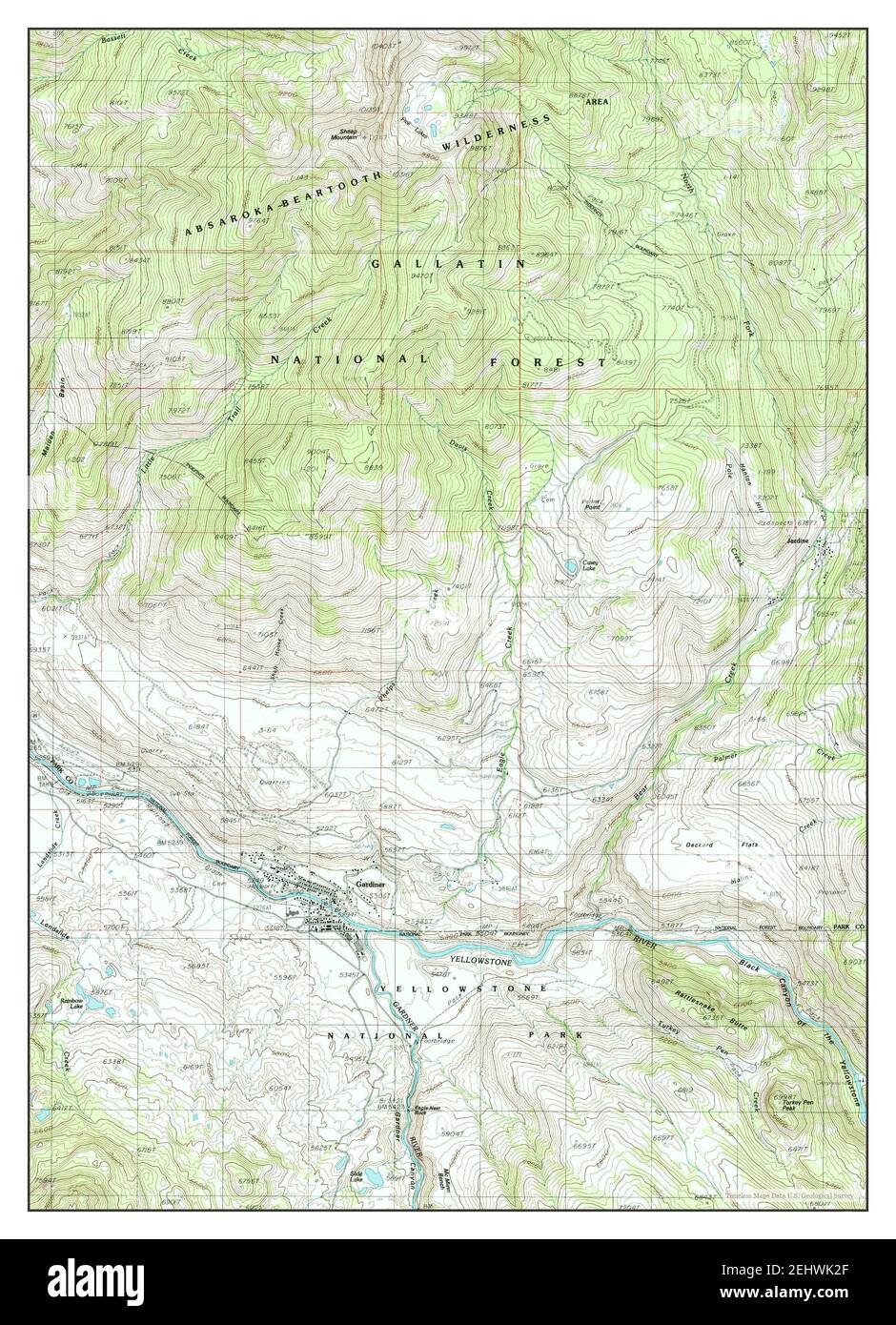 Gardiner, Montana, map 1986, 124000, United States of America by