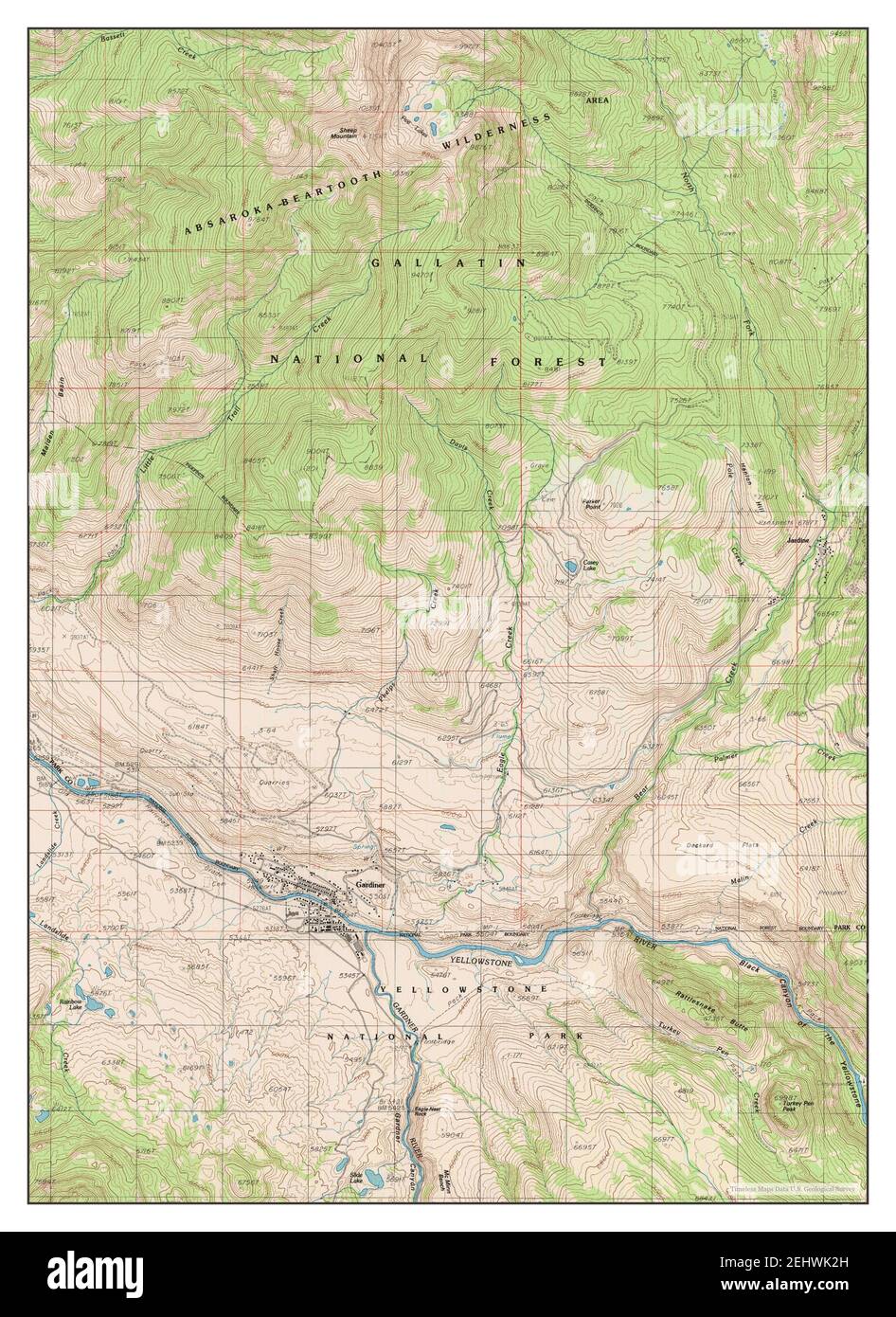 Gardiner, Montana, map 1986, 124000, United States of America by