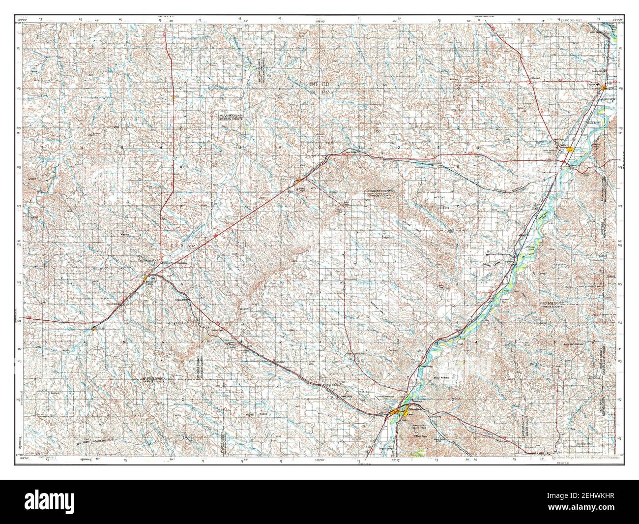Glendive, Montana, map 1954, 1:250000, United States of America by