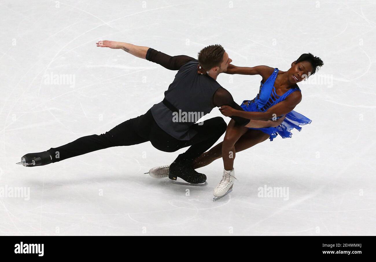 Figure Skating - World Figure Skating Championships - The Mediolanum Forum, Milan, Italy - March 21, 2018   France's Vanessa James and Morgan Cipres during the Pairs Short Programme   REUTERS/Alessandro Bianchi Stock Photo