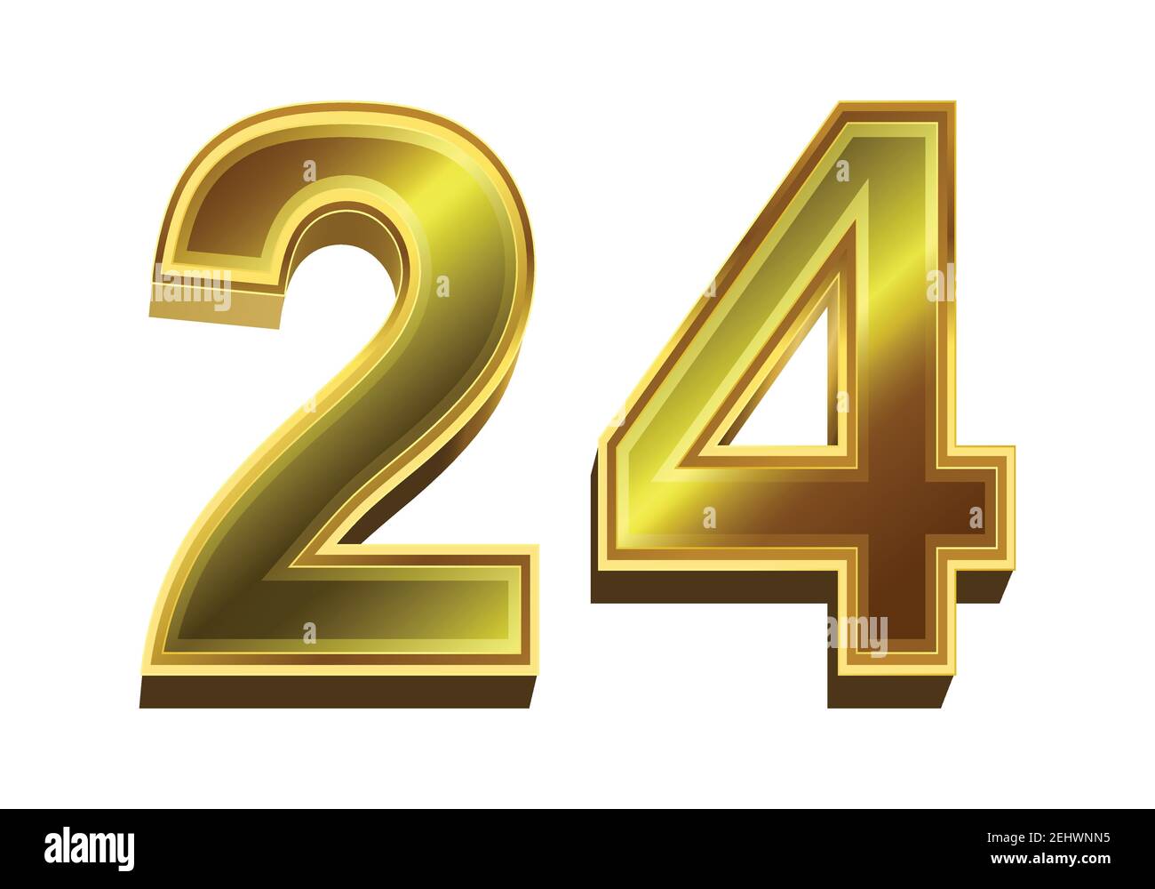 Yellow Metallic Number 24 On White Stock Illustration 213261634