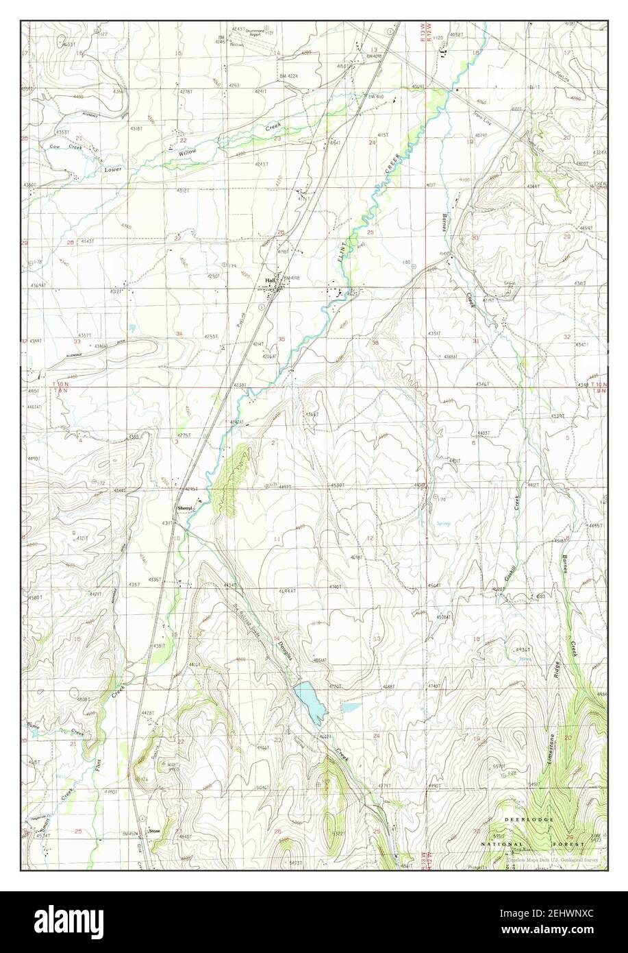 Hall, Montana, map 1989, 124000, United States of America by Timeless
