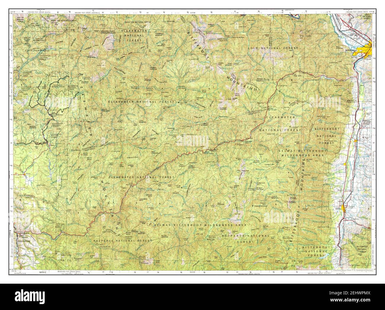 Hamilton, Montana, map 1956, 1:250000, United States of America by Timeless Maps, data U.S. Geological Survey Stock Photo