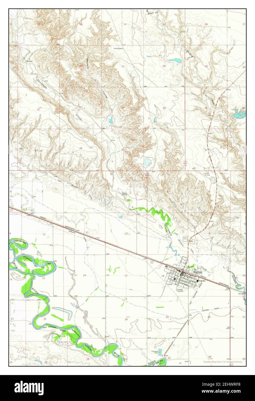 Harlem, Montana, map 1964, 124000, United States of America by