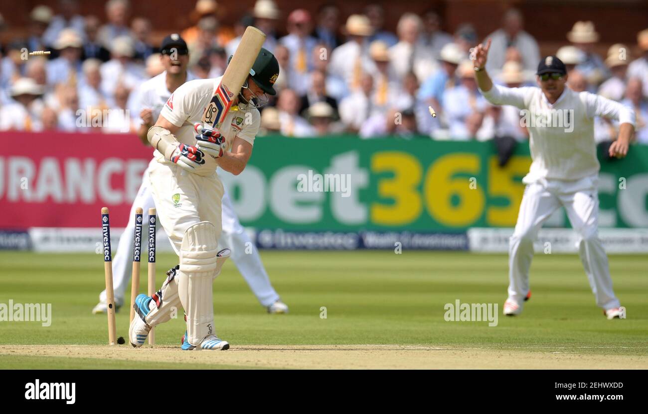 Cricket - England v Australia - Investec Ashes Test Series Second Test - Lord?s - 17/7/15 Australia's Chris Rogers is bowled by England's Stuart Broad  Reuters / Philip Brown Livepic Stock Photo