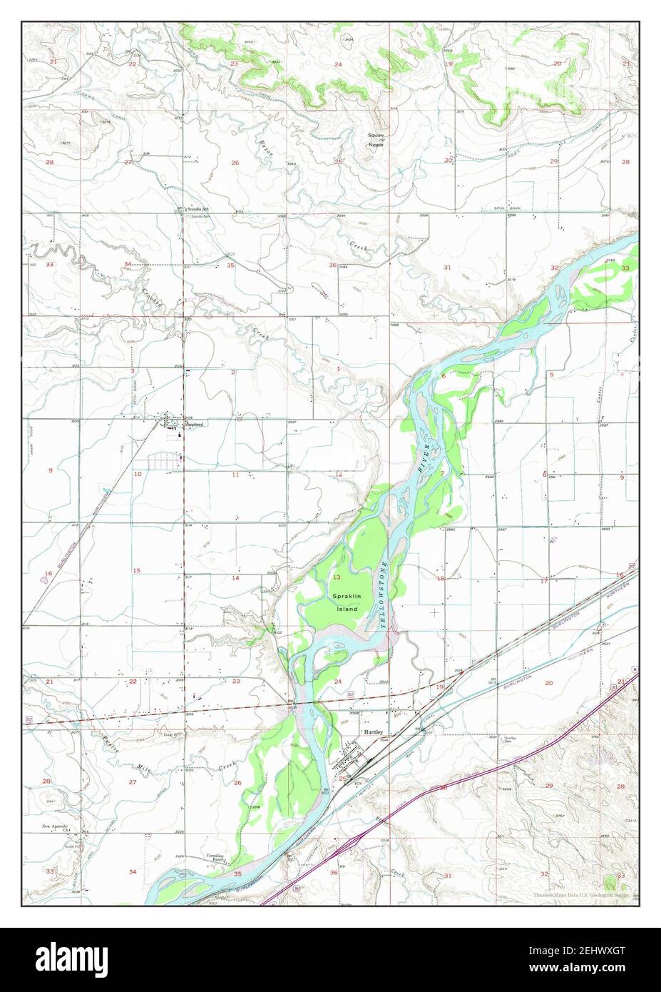 Huntley, Montana, map 1956, 124000, United States of America by Timeless Maps, data U.S