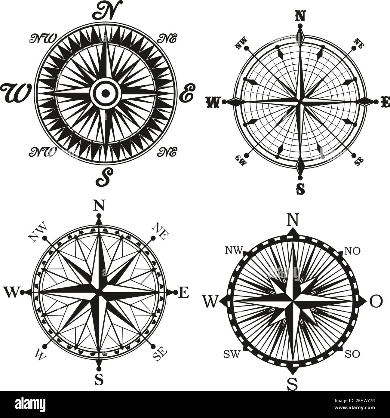 compass vector retro