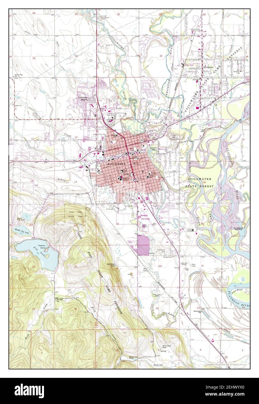 Kalispell, Montana, map 1962, 1:24000, United States of America by Timeless Maps, data U.S. Geological Survey Stock Photo