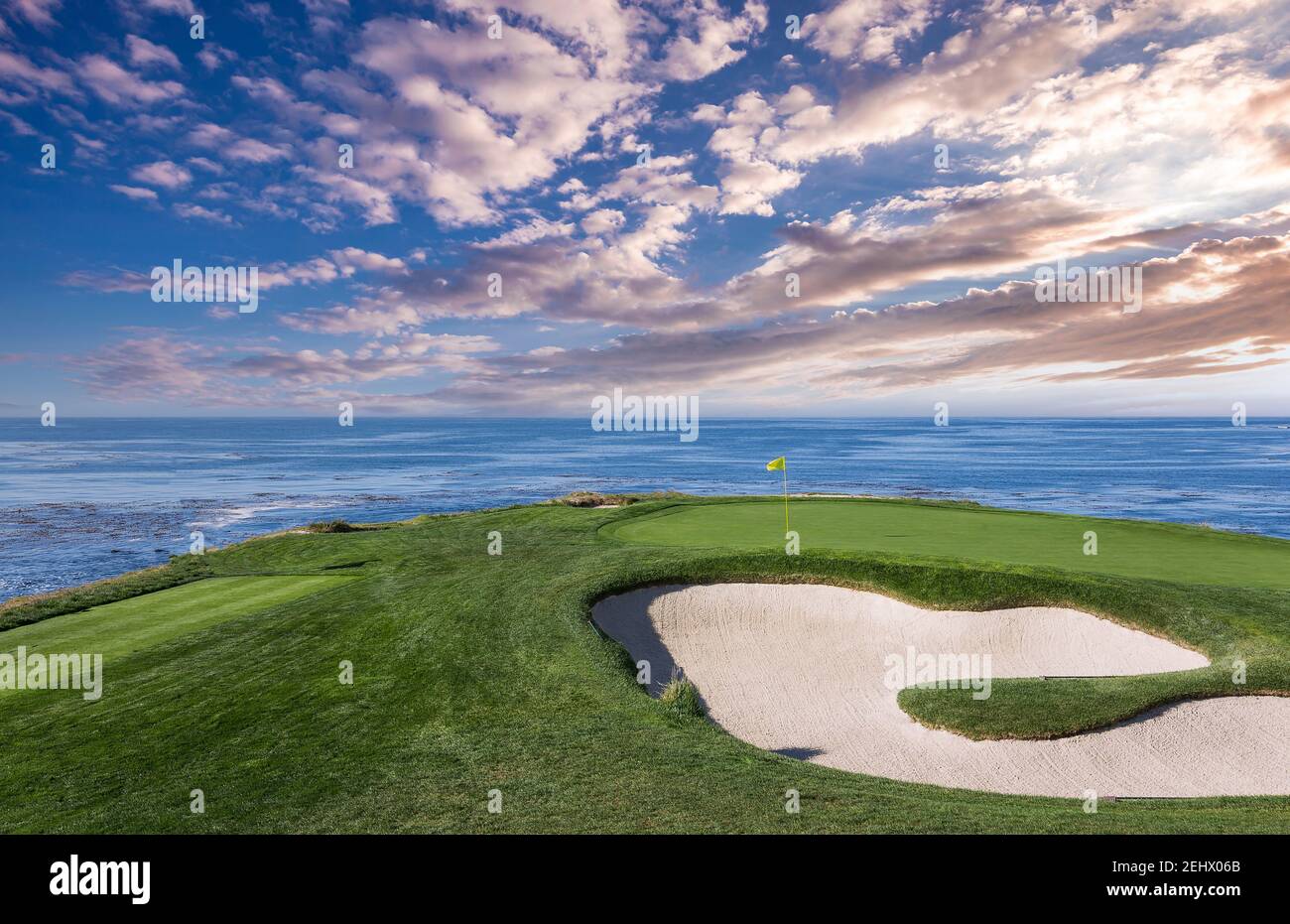 A view of Pebble Beach golf course, Monterey, California, USA Stock A view of Pebble Beach golf course, Monterey, California, USA Stock