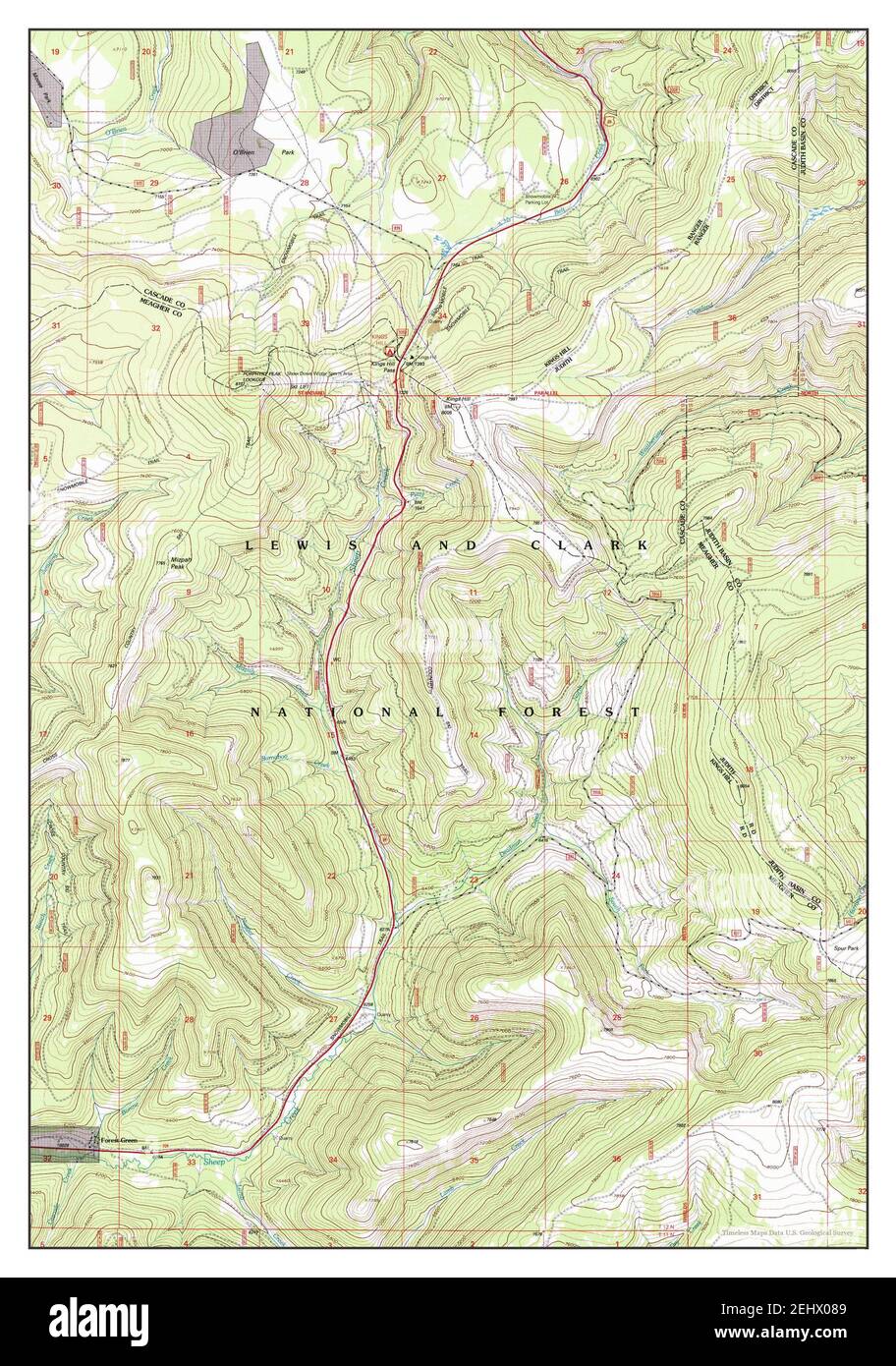 Kings Hill, Montana, map 1995, 1:24000, United States of America by Timeless Maps, data U.S. Geological Survey Stock Photo