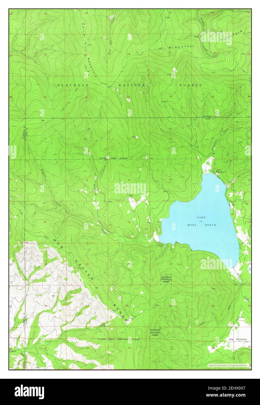 Lake Mary Ronan, Montana, map 1964, 124000, United States of America by Timeless Maps, data U.S