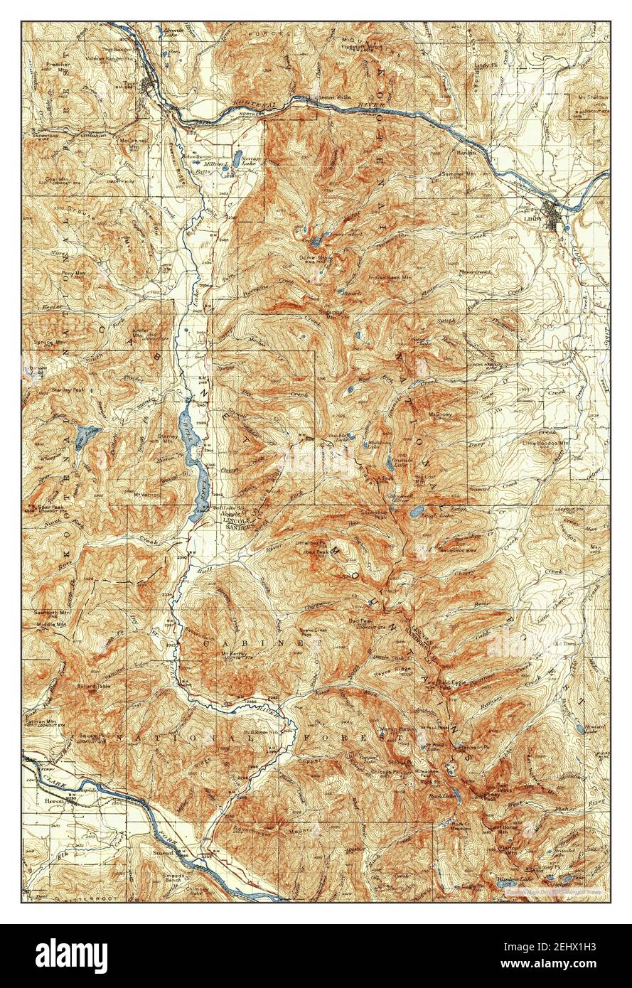 Libby, Montana, map 1932, 1:125000, United States of America by Timeless Maps, data U.S. Geological Survey Stock Photo