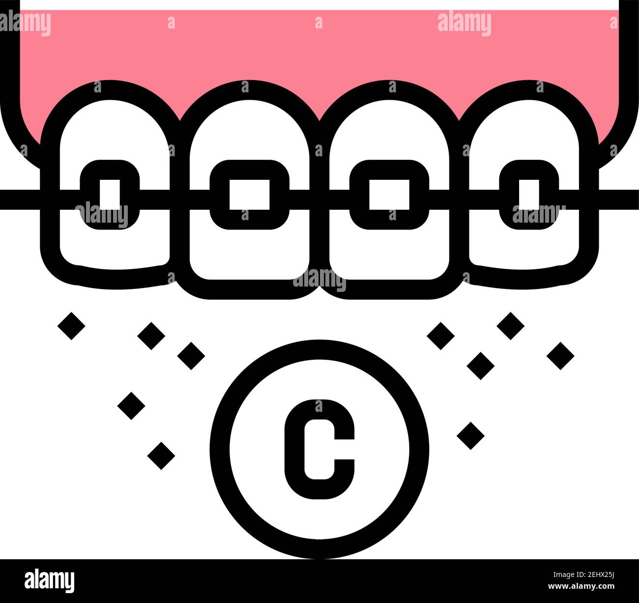 ceramic material tooth braces color icon vector illustration Stock ...