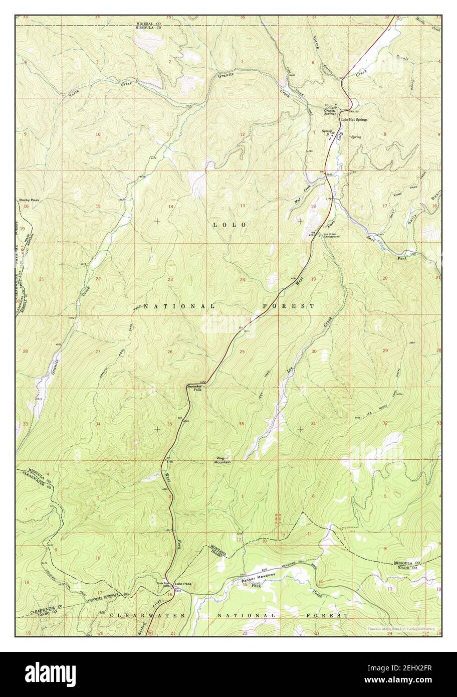 Lolo Hot Springs, Montana, map 1964, 124000, United States of America