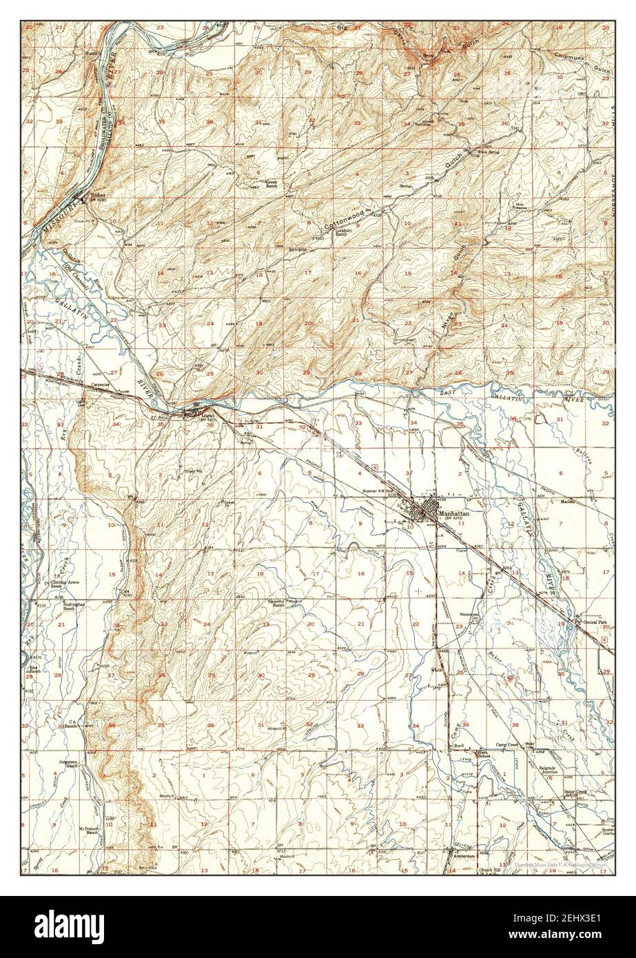 Map of manhattan montana hires stock photography and images Alamy