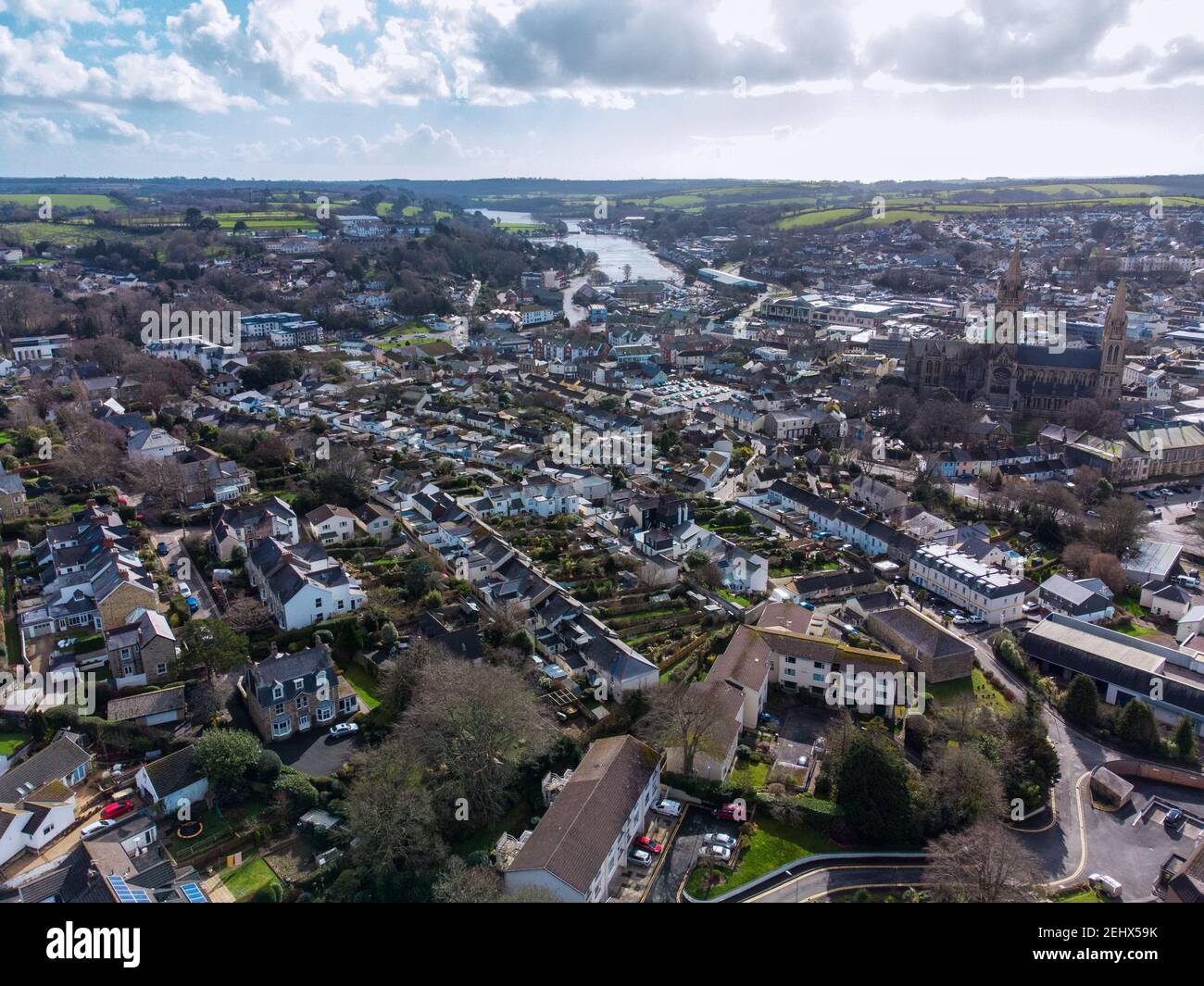 aerial view of Truro cornwall England uk drone Stock Photo Alamy