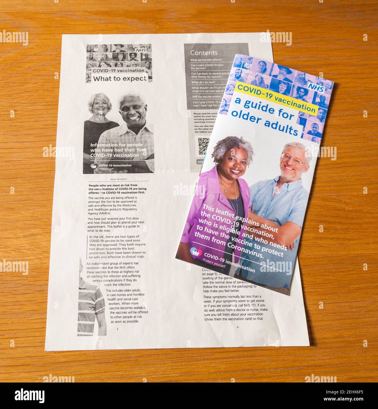 COVID-19 Vaccination information leaflet for Astra Zeneca vaccine and guide for older adults Stock Photo