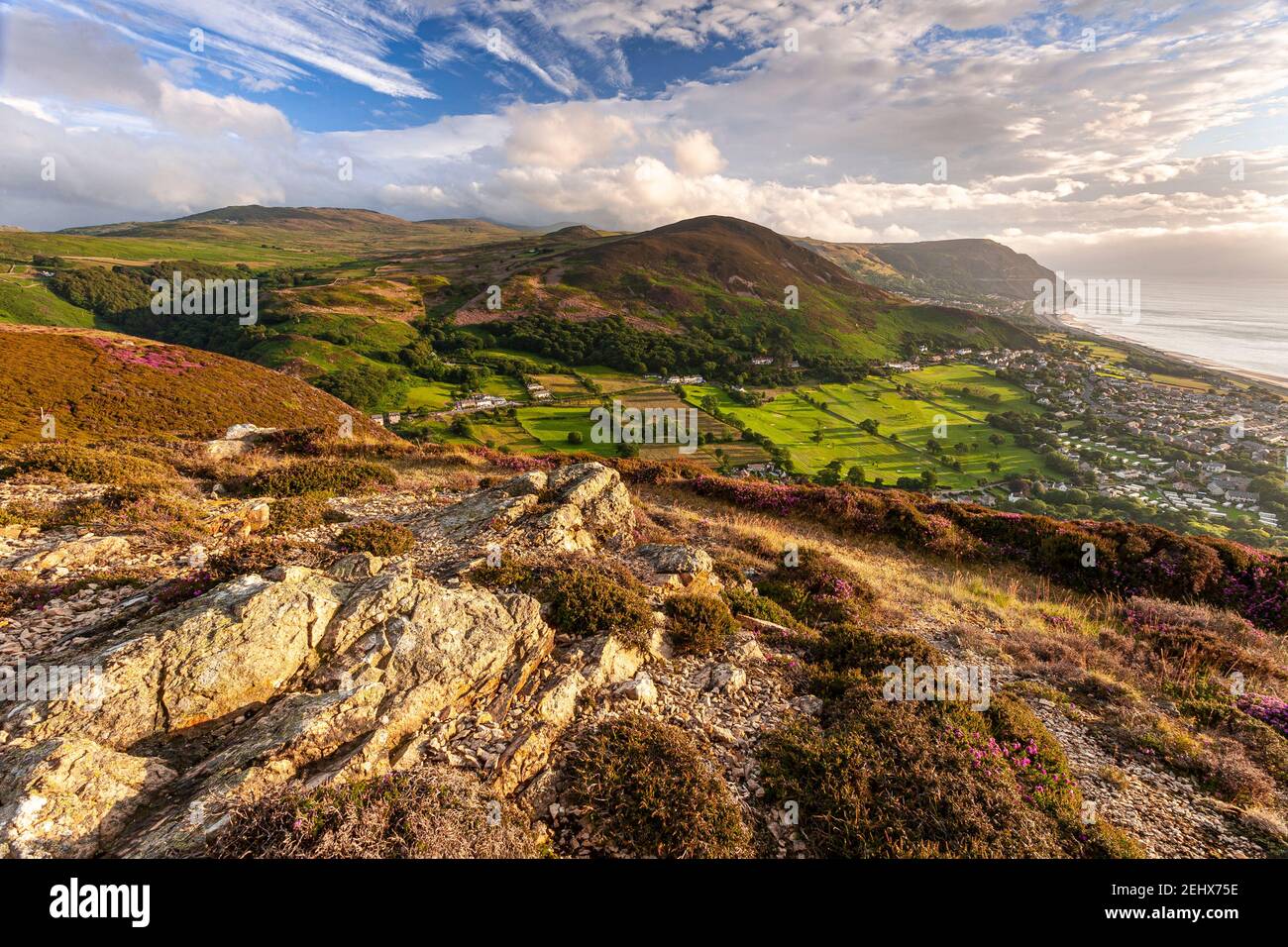 View over North Wales mountains from the Sychnant Pass Stock Photo