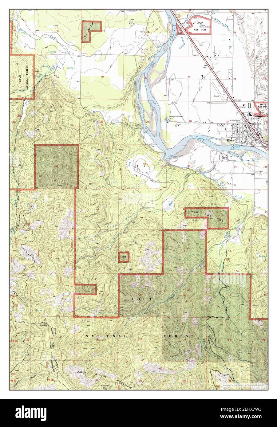 Plains, Montana, map 1999, 124000, United States of America by Timeless Maps, data U.S