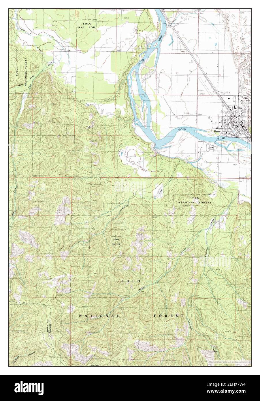 Plains, Montana, map 1985, 124000, United States of America by Timeless Maps, data U.S