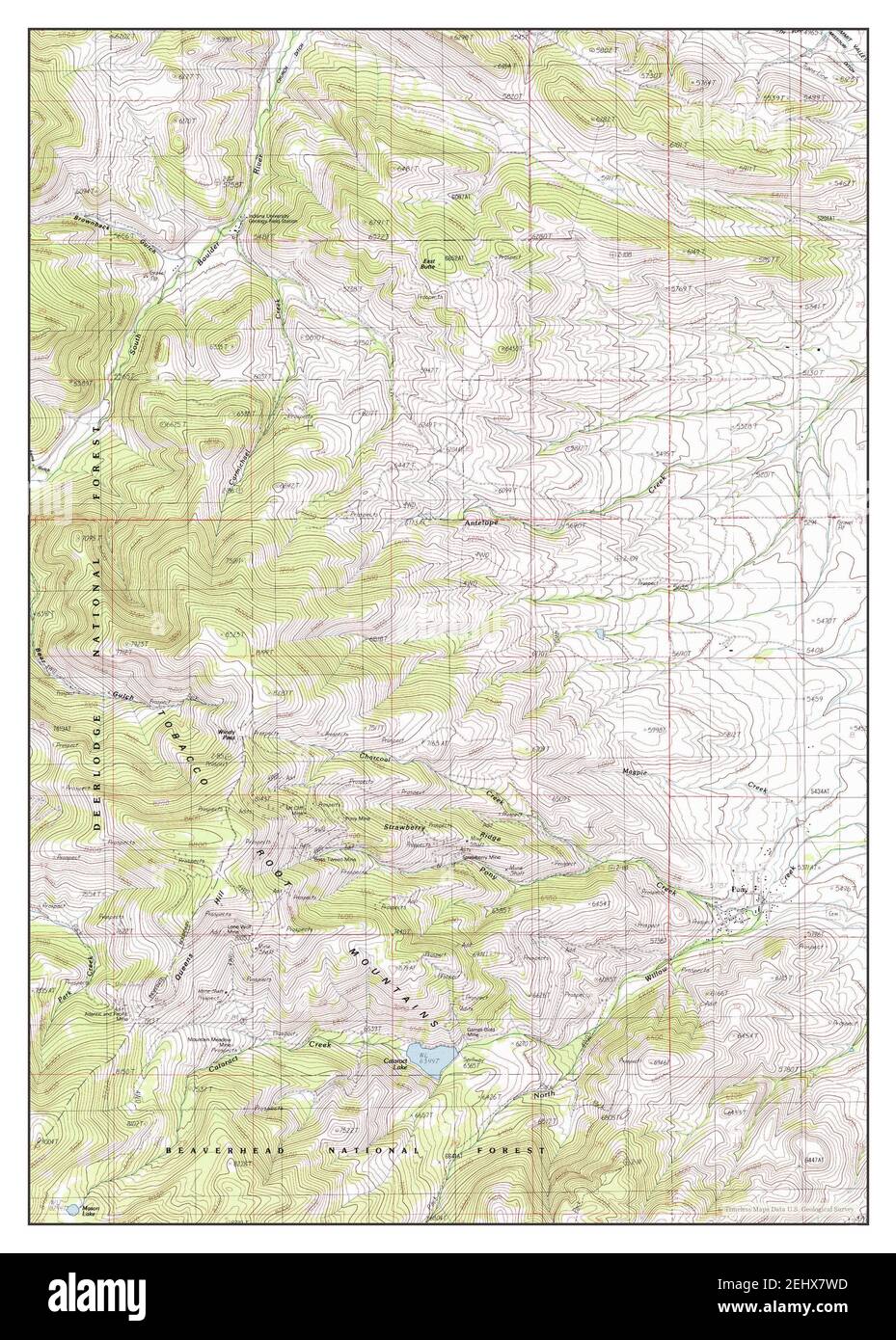 Pony, Montana, map 1988, 124000, United States of America by Timeless