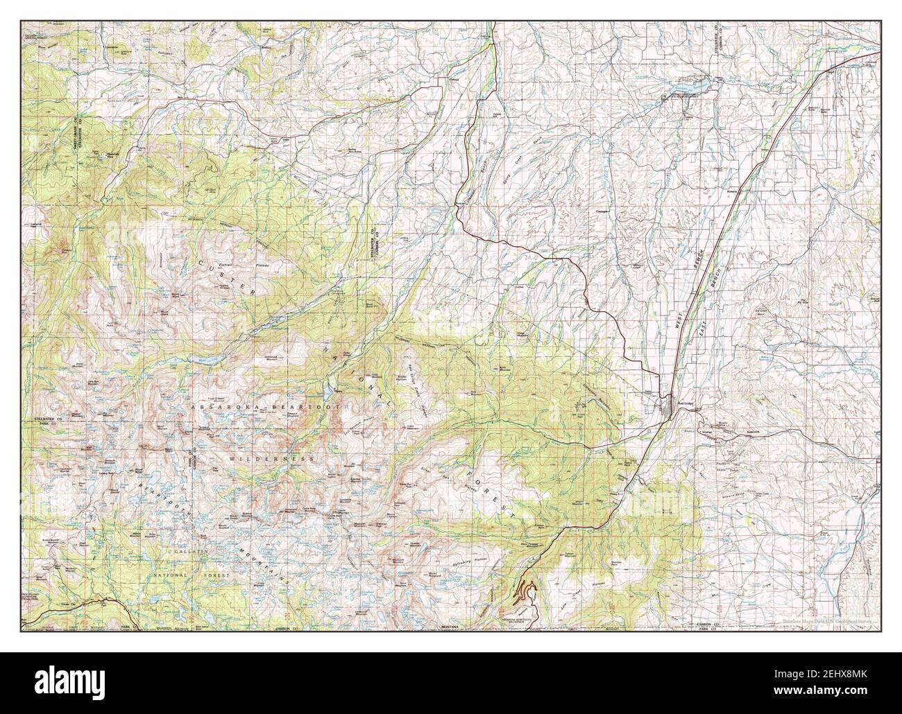 Red Lodge, Montana, map 1989, 1100000, United States of America by