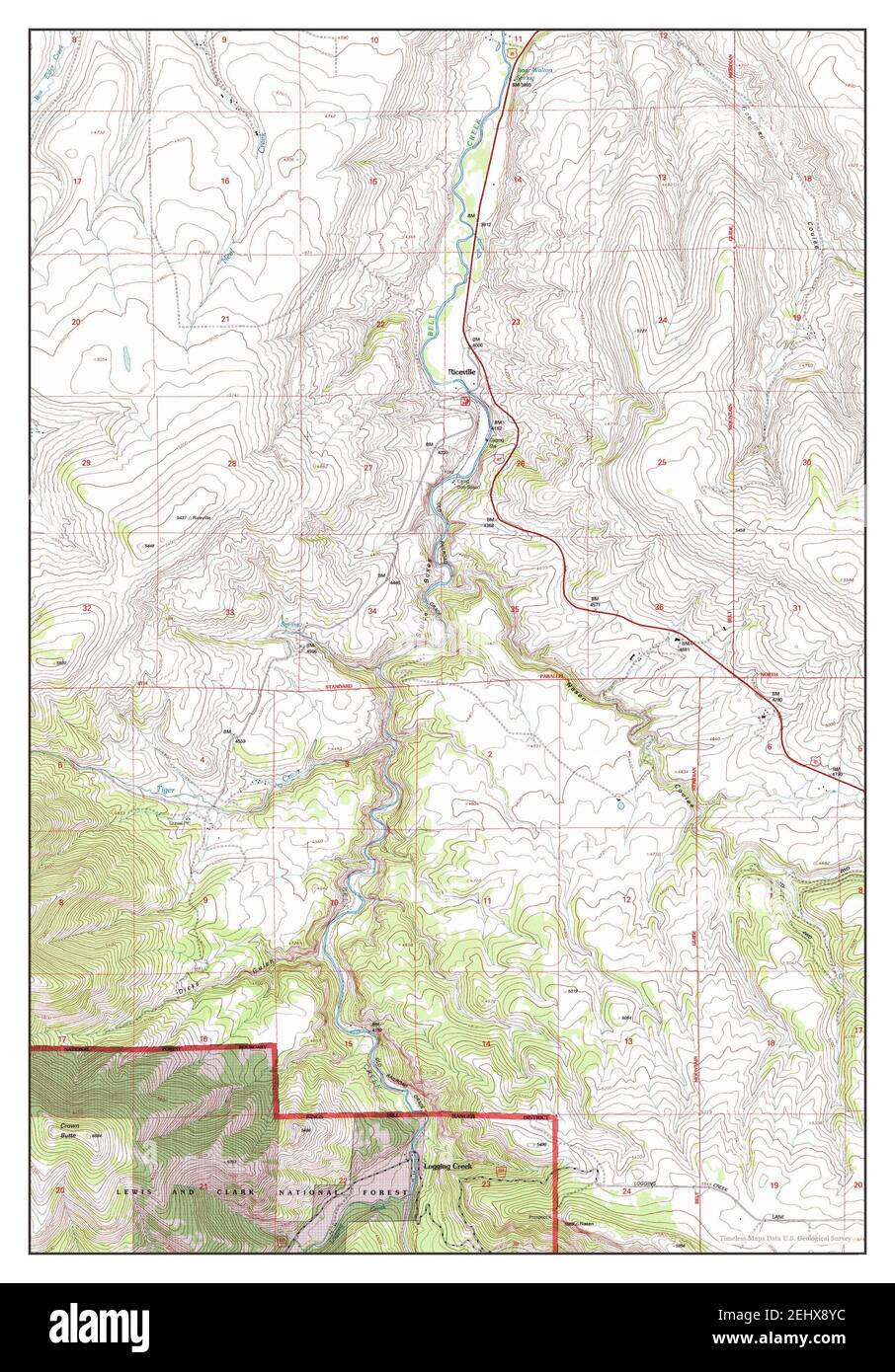 Riceville, Montana, map 1995, 1:24000, United States of America by Timeless Maps, data U.S. Geological Survey Stock Photo