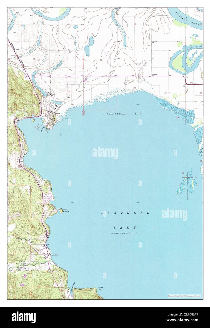 Somers, Montana, map 1962, 124000, United States of America by