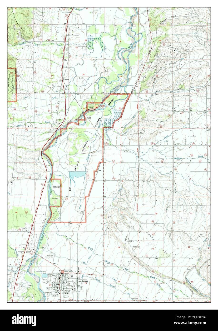 Stevensville, Montana, map 1998, 1:24000, United States of America by Timeless Maps, data U.S. Geological Survey Stock Photo