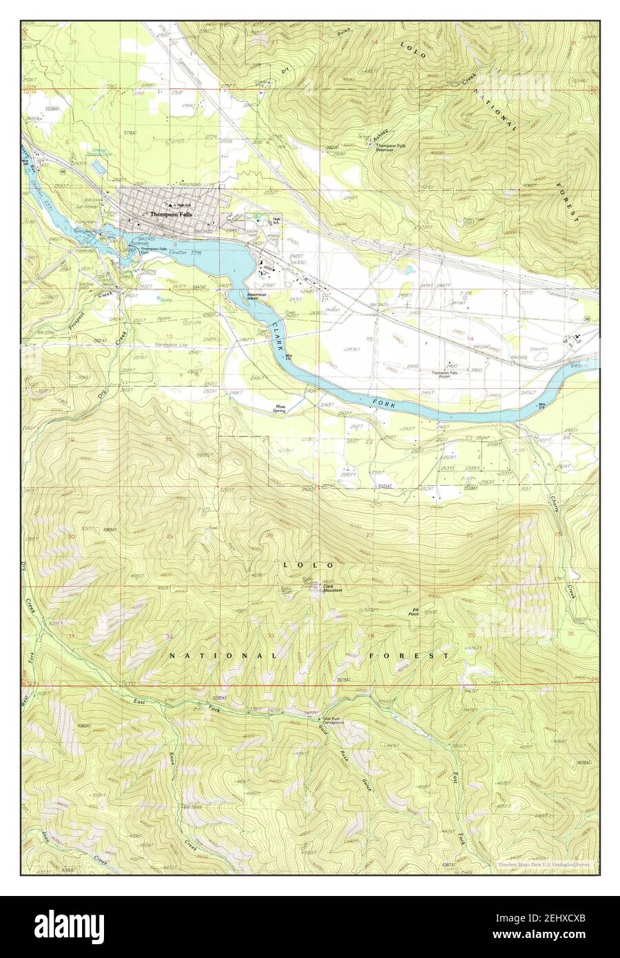 Thompson Falls, Montana, map 1988, 124000, United States of America by