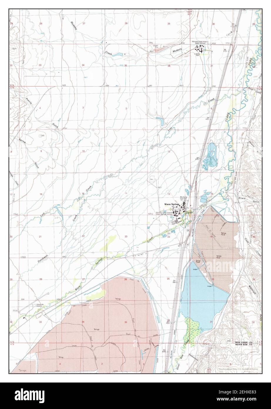 Warm Springs, Montana, map 1989, 124000, United States of America by