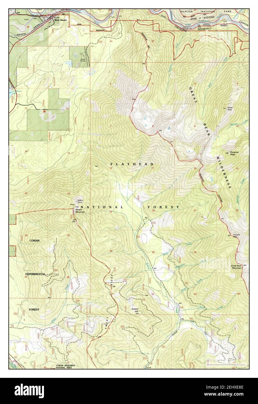 West Glacier, Montana, map 1994, 124000, United States of America by