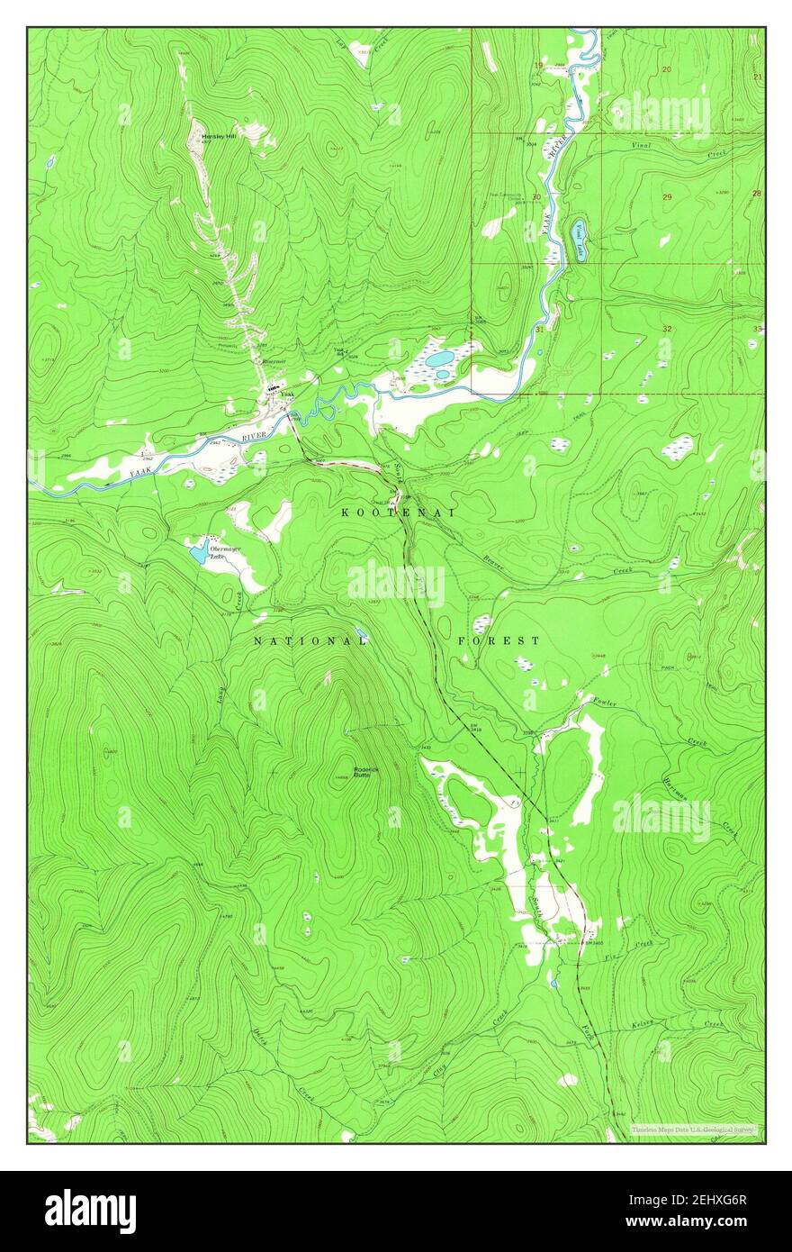 Yaak, Montana, map 1963, 124000, United States of America by Timeless