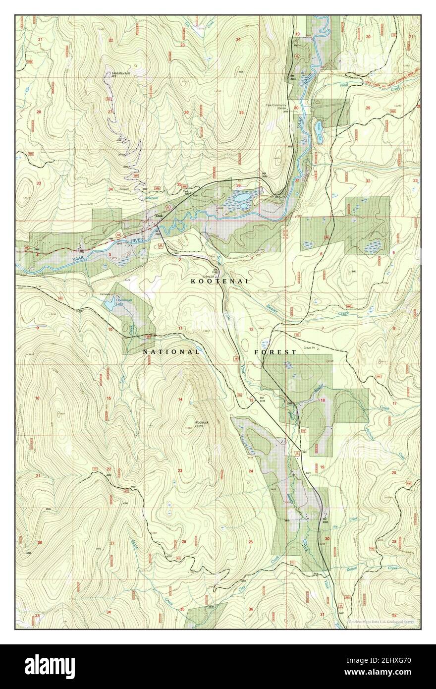 Yaak, Montana, map 1997, 124000, United States of America by Timeless