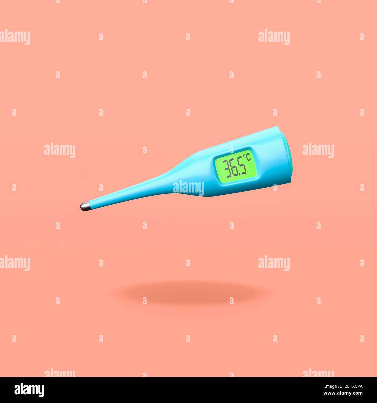 Clinical Digital Thermometer on Orange Background Stock Photo