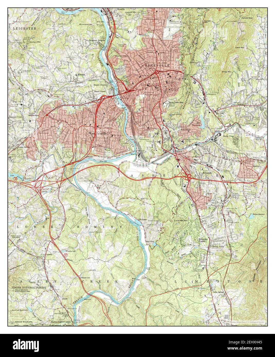 Asheville, North Carolina, map 1961, 124000, United States of America