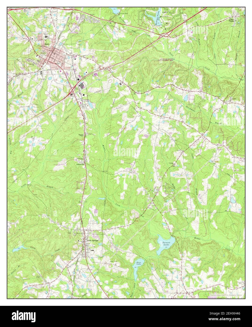 Apex, North Carolina, map 1974, 124000, United States of America by