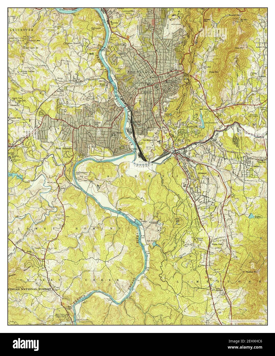 Asheville, North Carolina, map 1943, 124000, United States of America