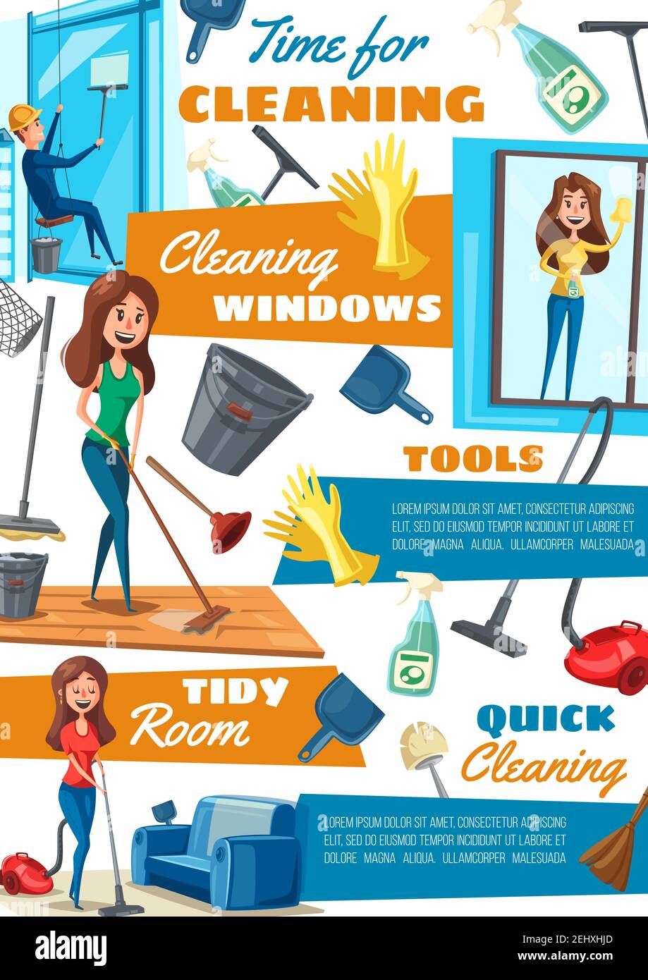 Cleaning Tools Set. Hand-drawn Cartoon Collection of House Cleaning Stuff -  Bucket, Sponge, Mop, Gloves, Spray, Brush Stock Vector - Illustration of  cartoon, rubber: 66216021