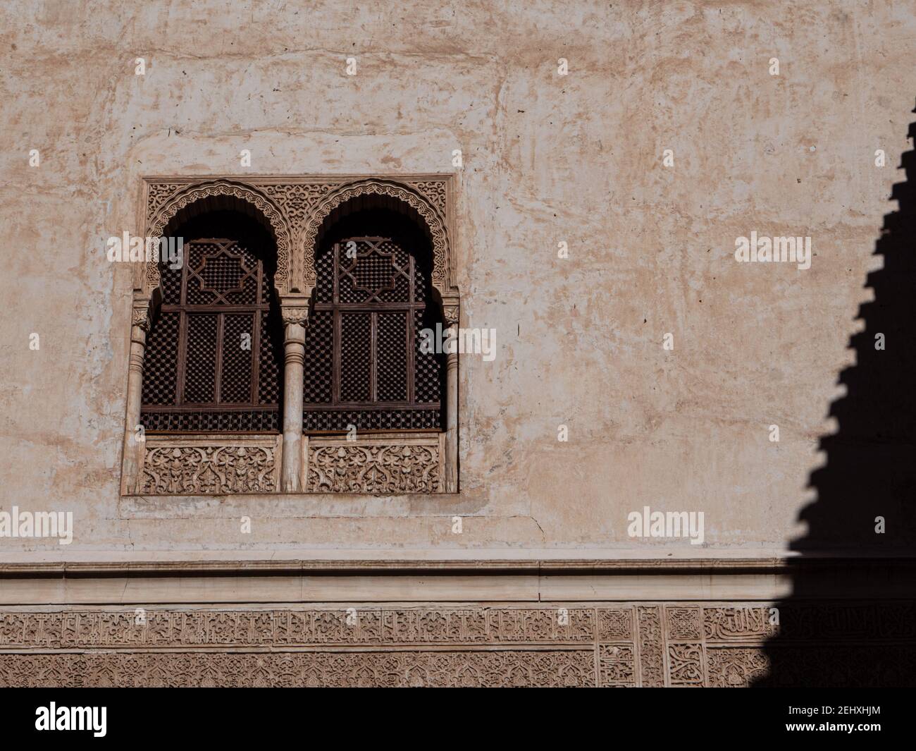 Ornate windows at The Alhambra Granada Spain. Stock Photo