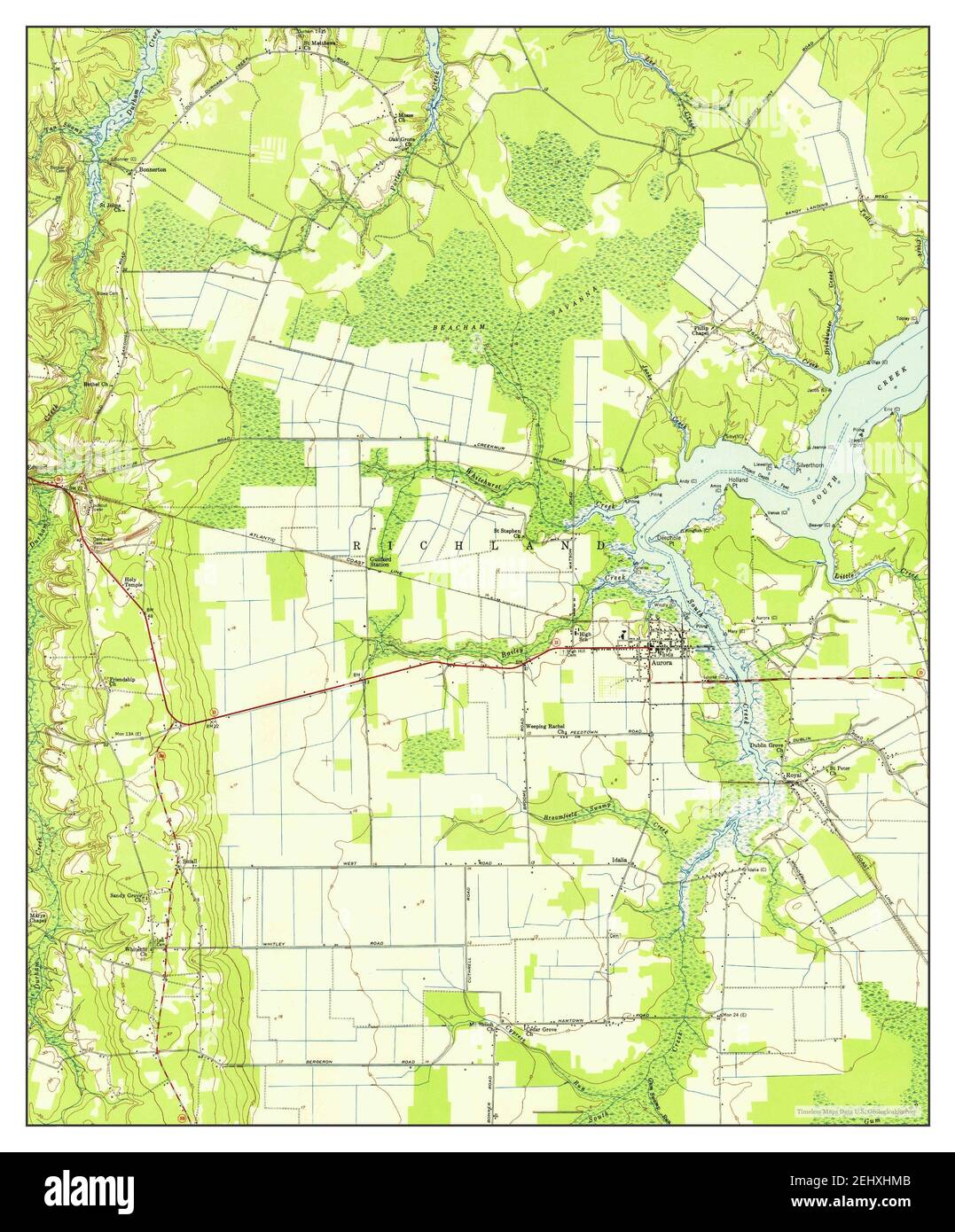 Aurora, North Carolina, map 1950, 124000, United States of America by