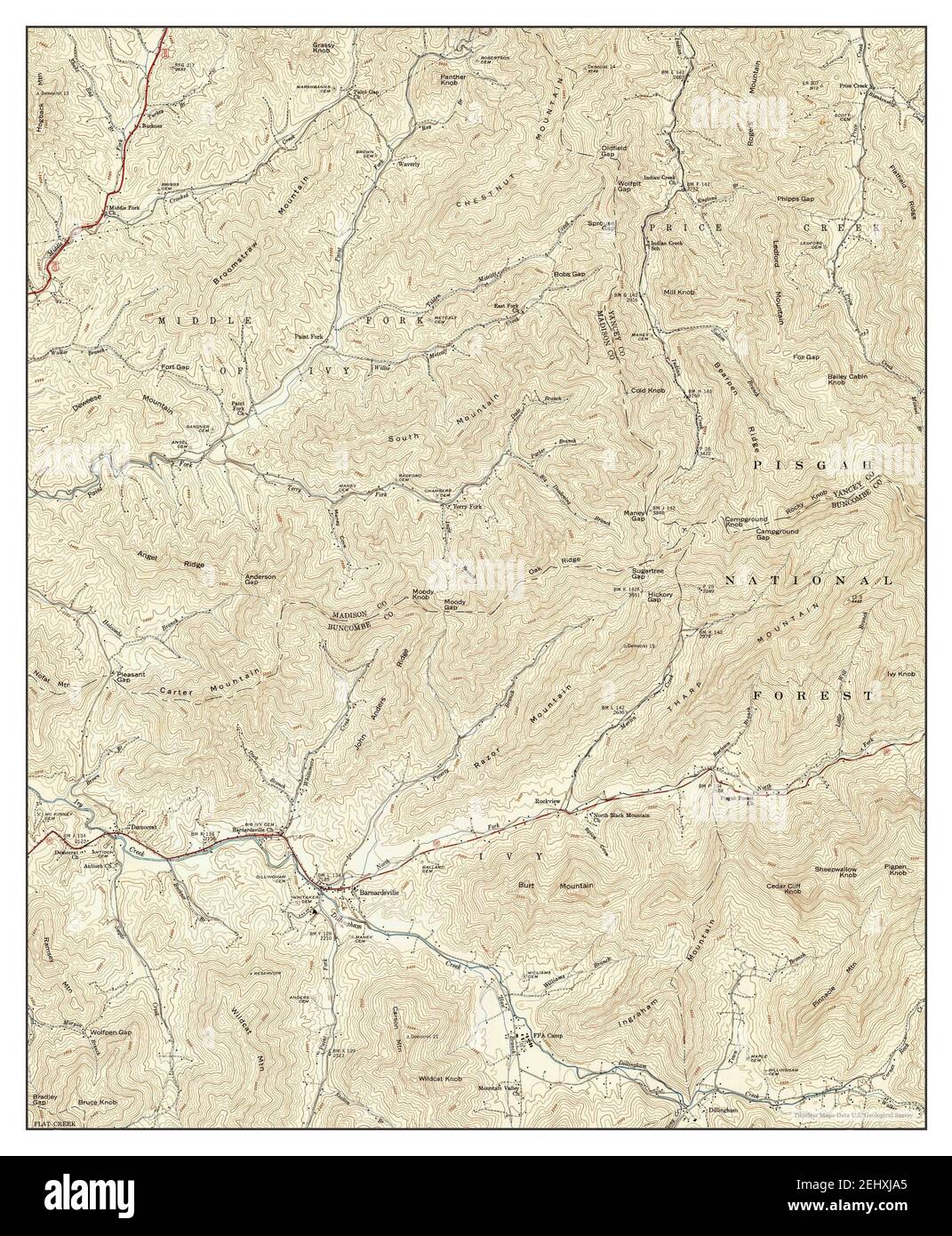 Barnardsville, North Carolina, map 1947, 124000, United States of