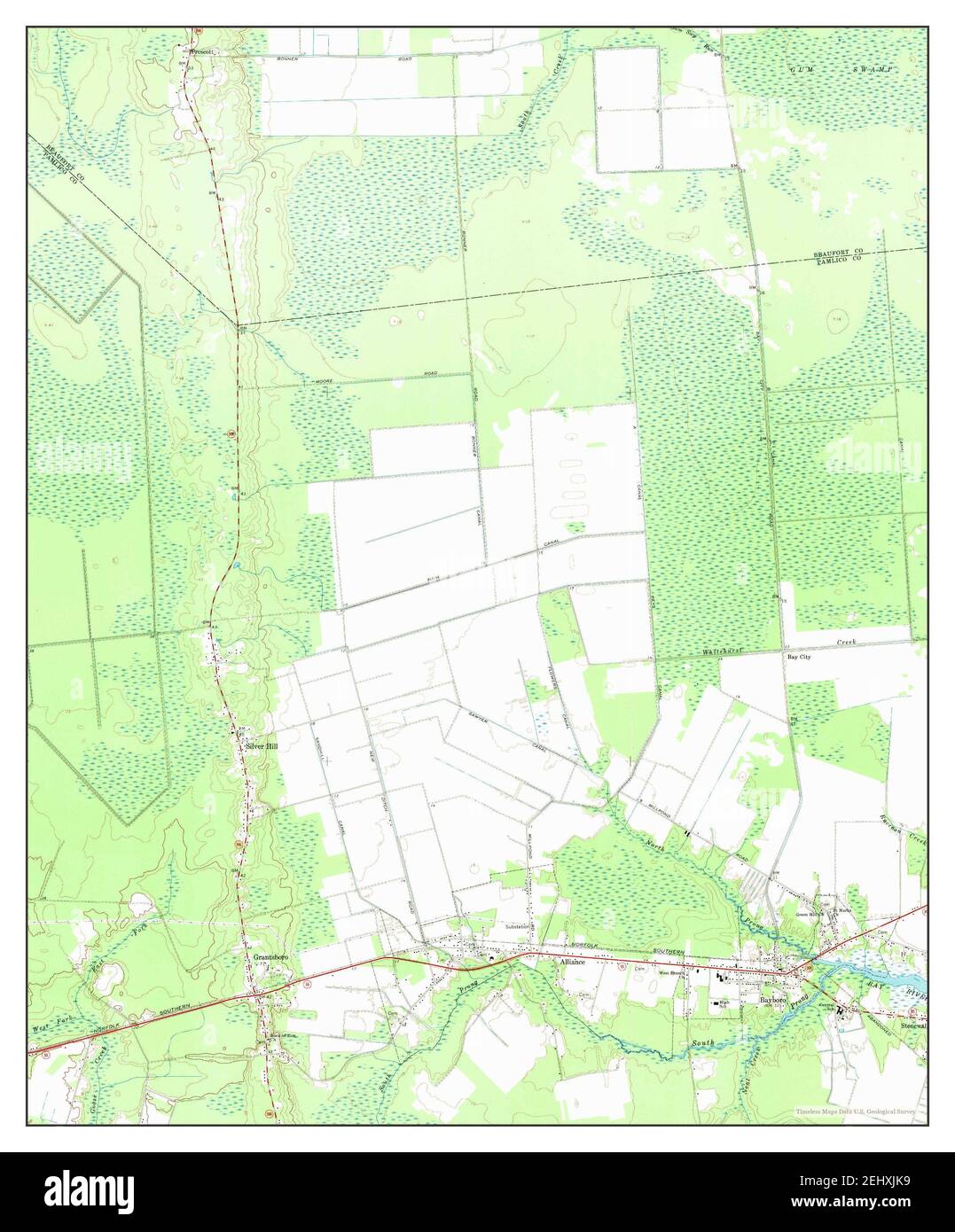 Bayboro, North Carolina, map 1968, 124000, United States of America by