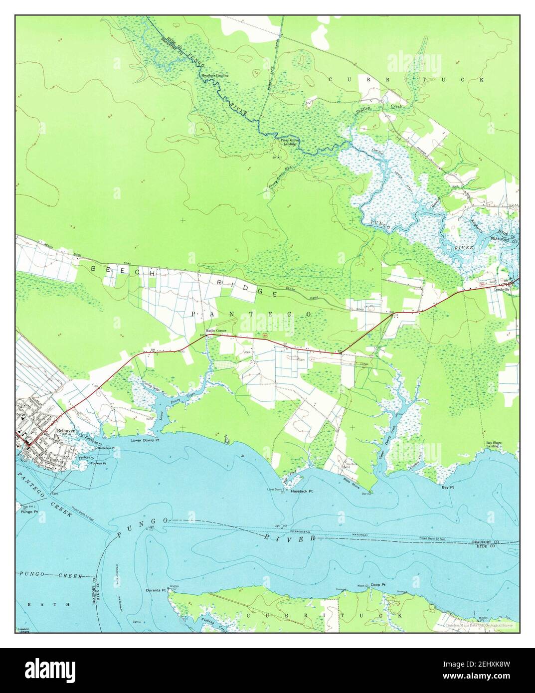 Belhaven, North Carolina, map 1951