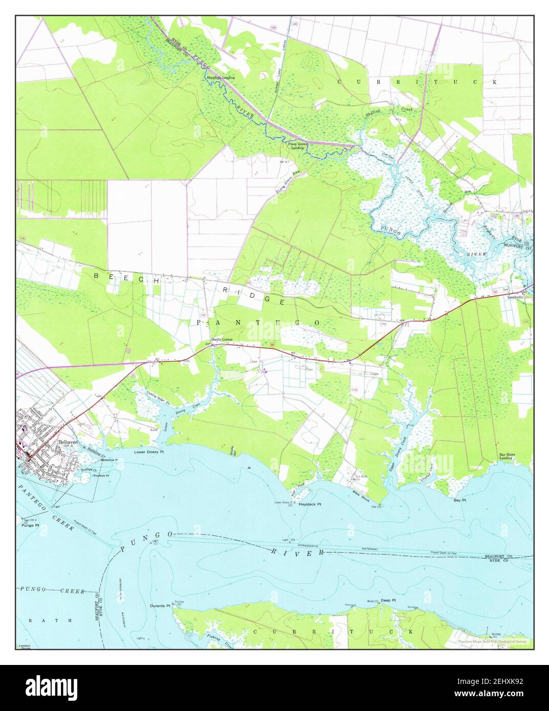 Belhaven, North Carolina, map 1951, 124000, United States of America