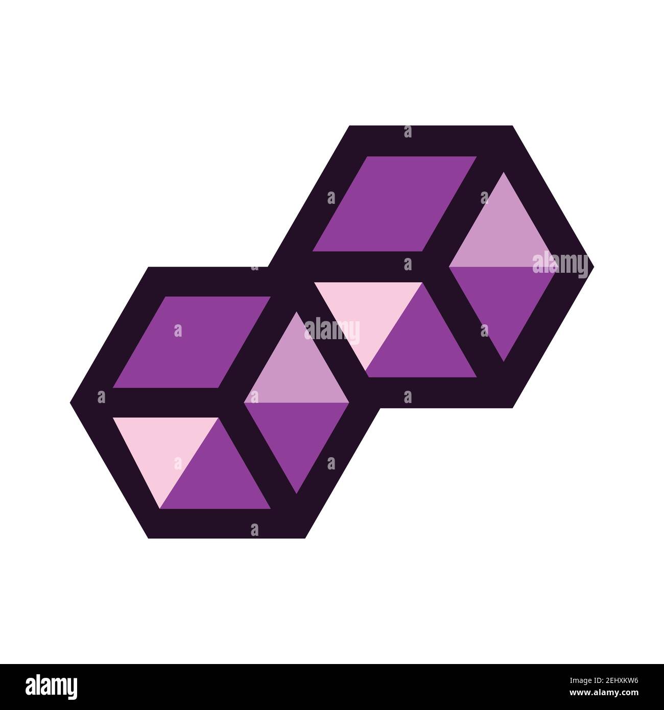 purple modern double geometric hexagonal logo vector hexagon design icon vector element Stock Vector