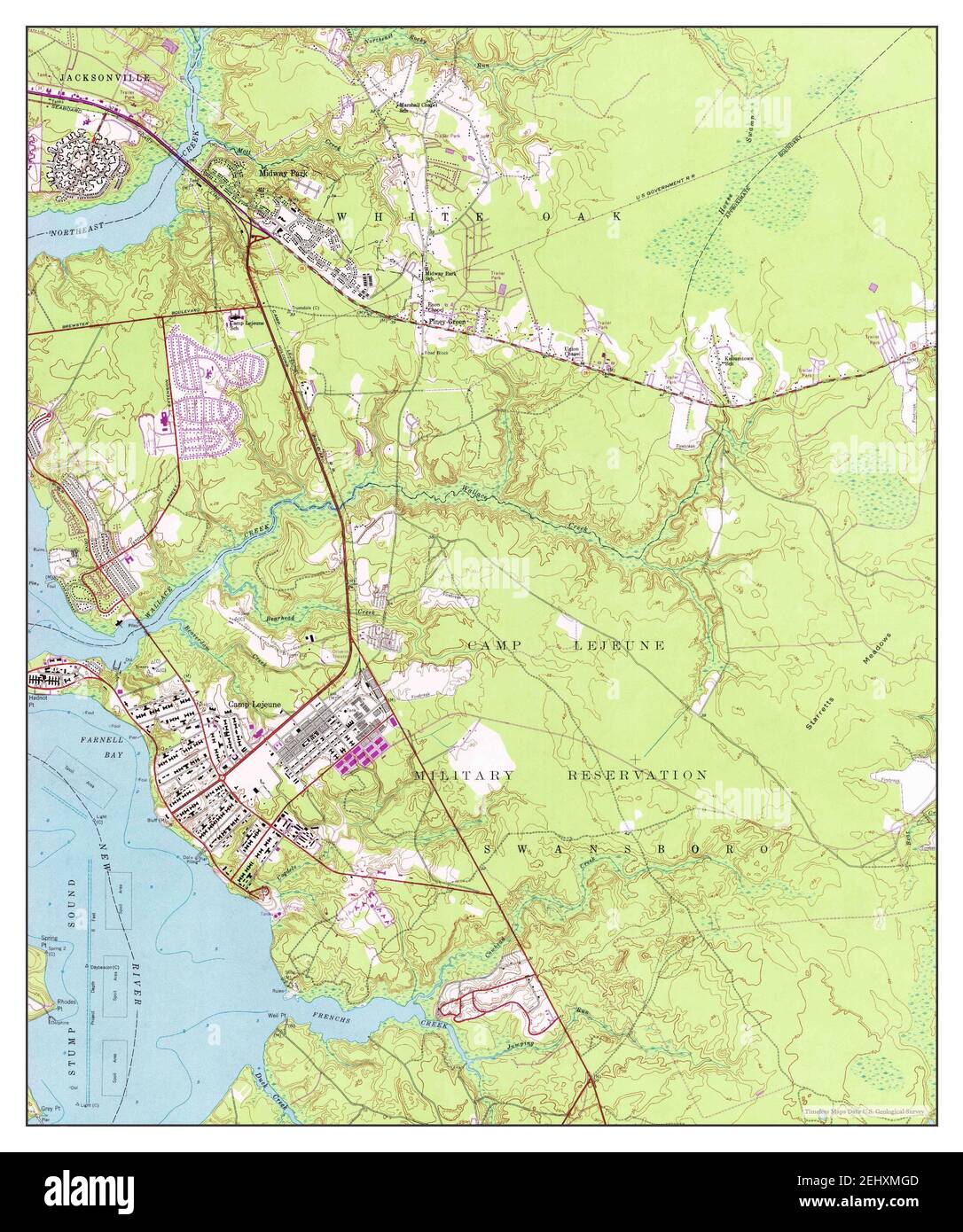 Camp Lejeune North Carolina Map 1952 124000 United States Of America By Timeless Maps Data Us Geological Survey 2EHXMGD 